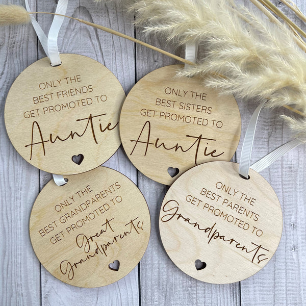 Only the best Grandparents get promoted to Great Grandparents Wooden Hanging Sign