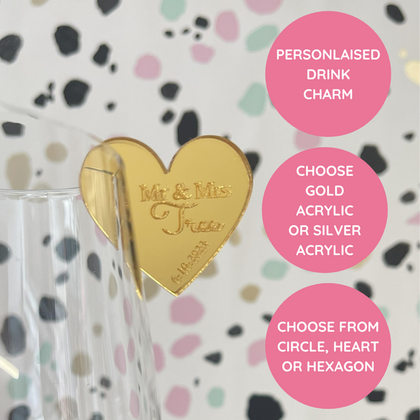 Personalised Glass Charm for Wedding, Baby Shower or Birthday | Heart