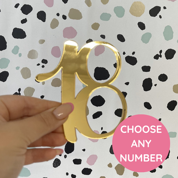 Mirrored Acrylic Number Charm | Choose any number