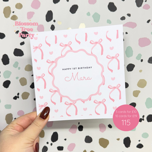 Happy Birthday Pink Bow Card | Ref - 115