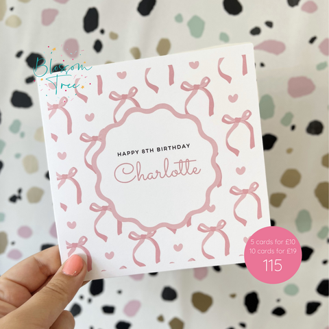 Happy Birthday Pink Bow Card | Ref - 115