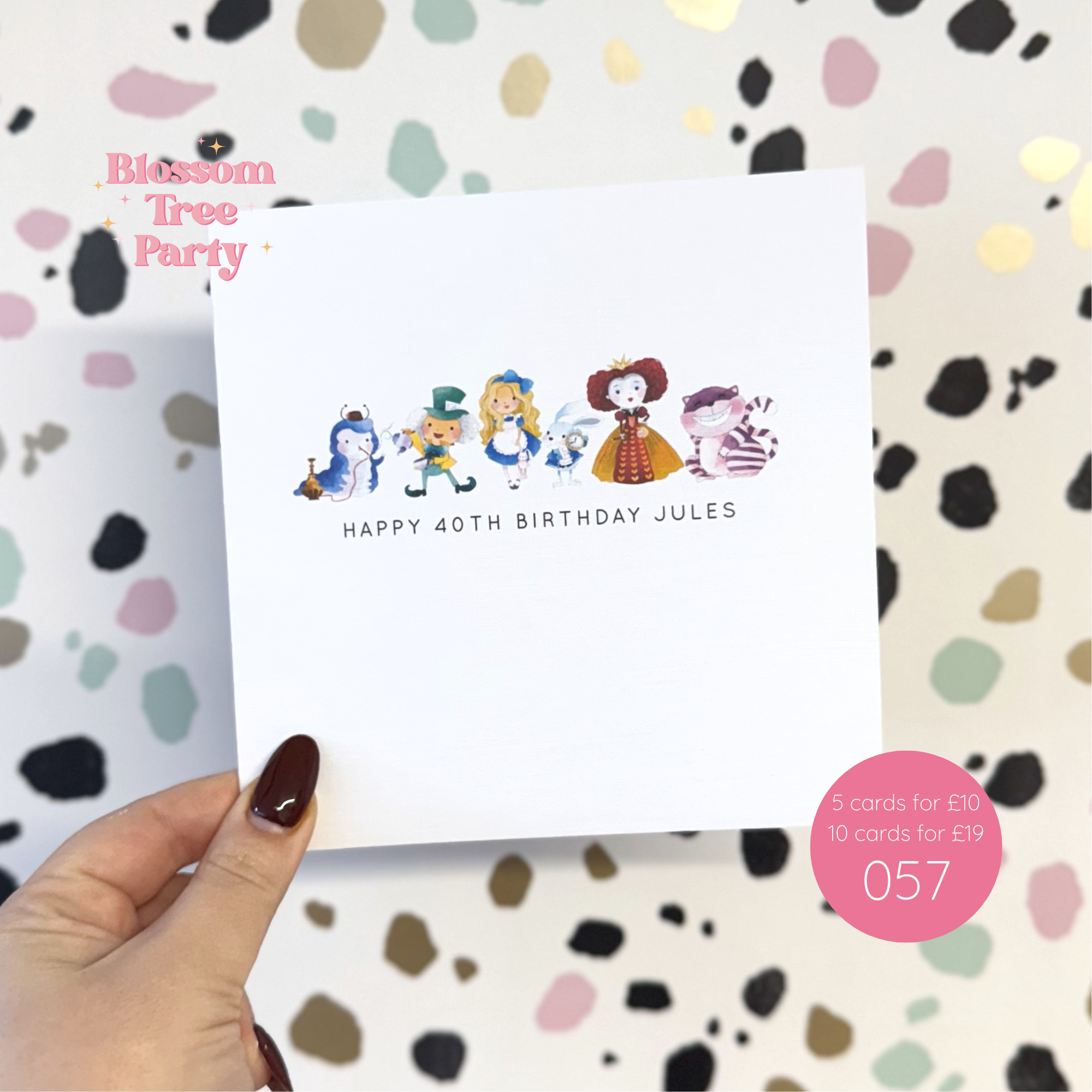 Personalised Alice in Wonderland Luxury First Birthday Card | 057