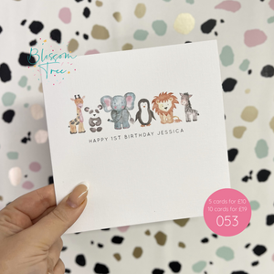 Personalised Zoo First Birthday Card | 053