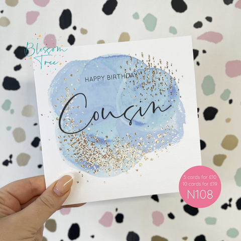 Happy Birthday Cousin Card | Blue | N108