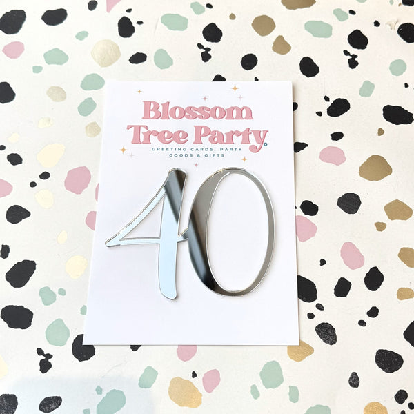 Mirrored Acrylic Number Charm | 40