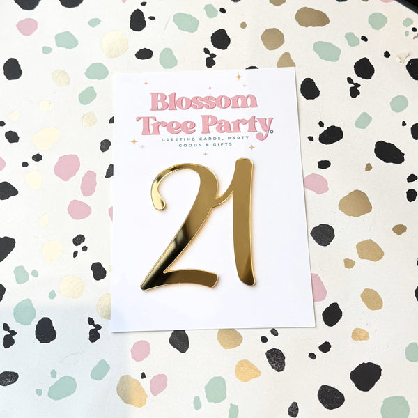 Mirrored Acrylic Number Charm | 21