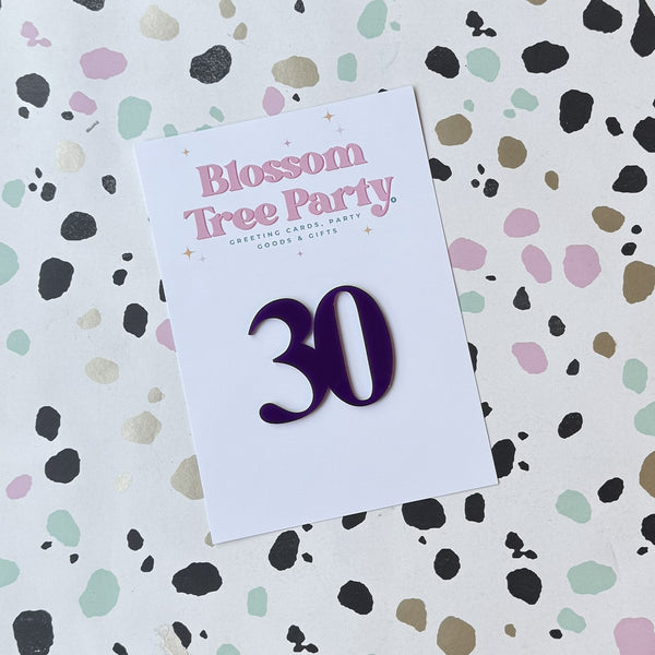 Custom Number Cupcake Toppers – Times New Roman Font | Purple Acrylic or Custom Colour