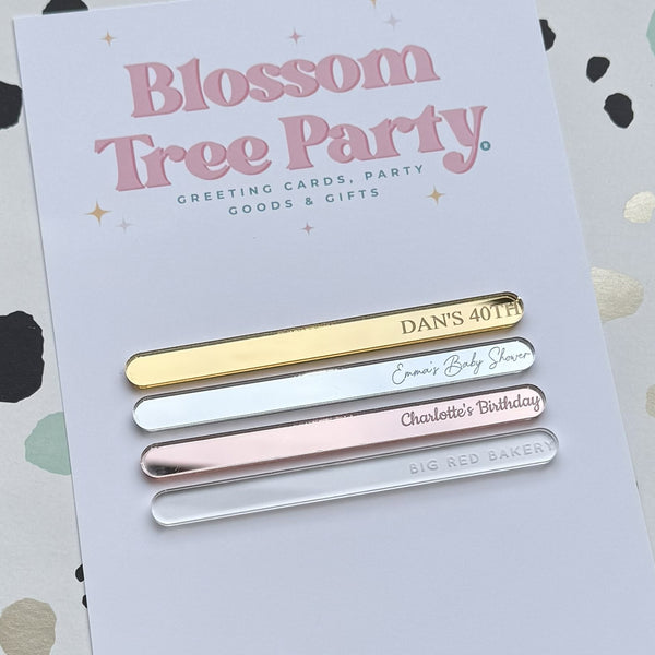 Personalised cakesicle sticks with custom name in acrylic