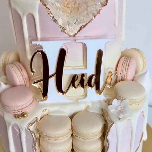 Personalised Acrylic Cake Charm – Custom Name – Triple Layered Luxury Cake Decoration