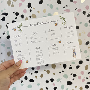 Peter Rabbit Baby Shower Prediction Cards | Pack of 10