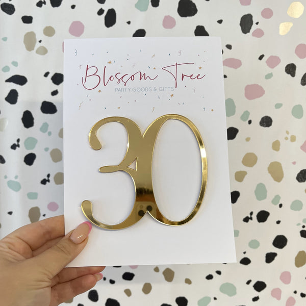 Mirrored Acrylic Number Charm | 30
