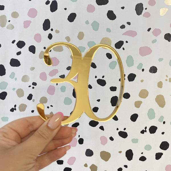 Mirrored Acrylic Number Charm | 30