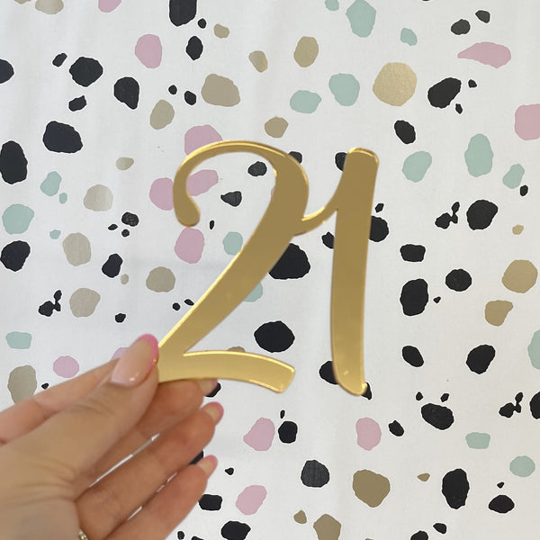 Mirrored Acrylic Number Charm | 21