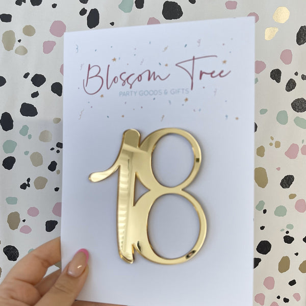 Mirrored Acrylic Number Charm | 18