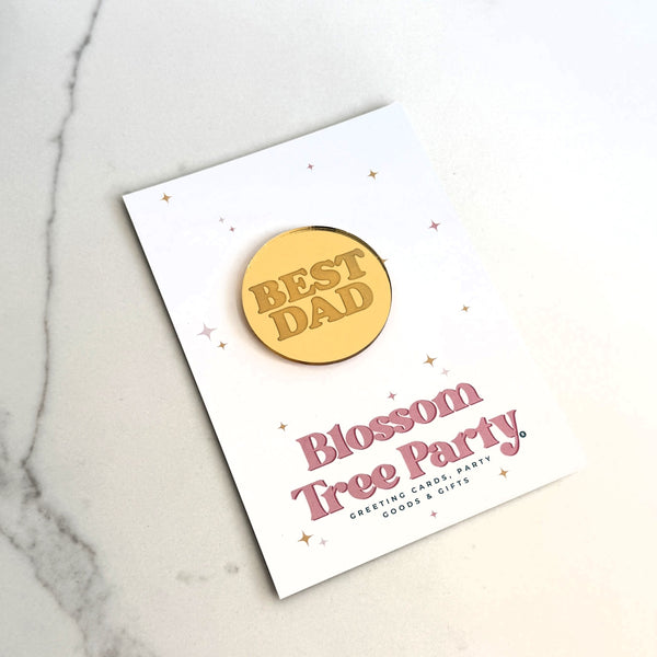 Best Dad Cupcake Topper – Father's Day Cupcake Decoration – Gold or Silver Mirror Acrylic Disc