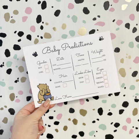 Winnie the Pooh Baby Shower Prediction cards