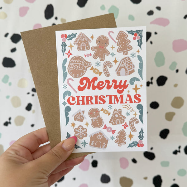 Pack of 10 Gingerbread Christmas Card