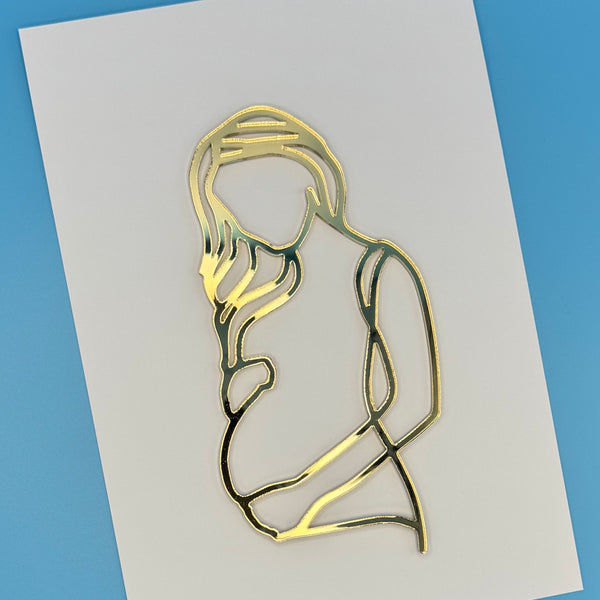 Gold Mirrored Pregnant Lady Cake Charm