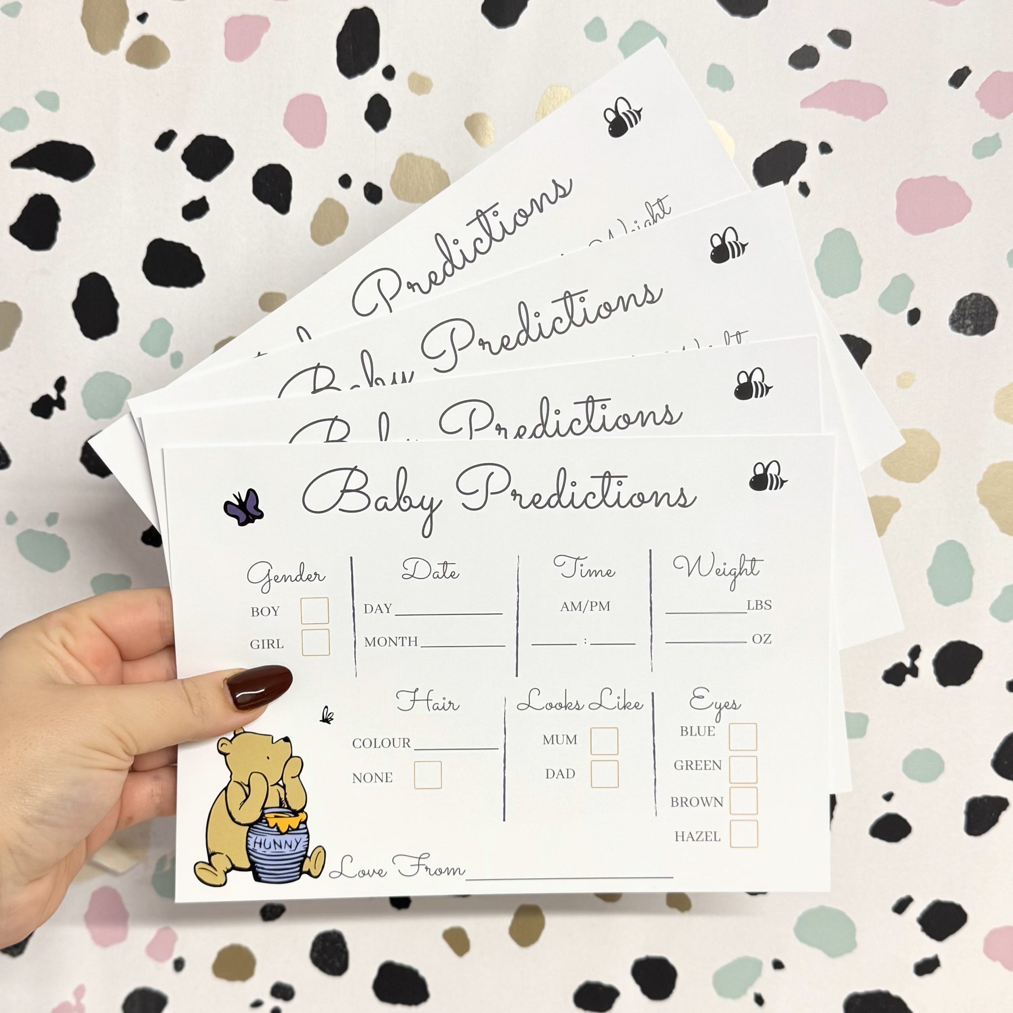 Winnie the Pooh Baby Shower Prediction cards