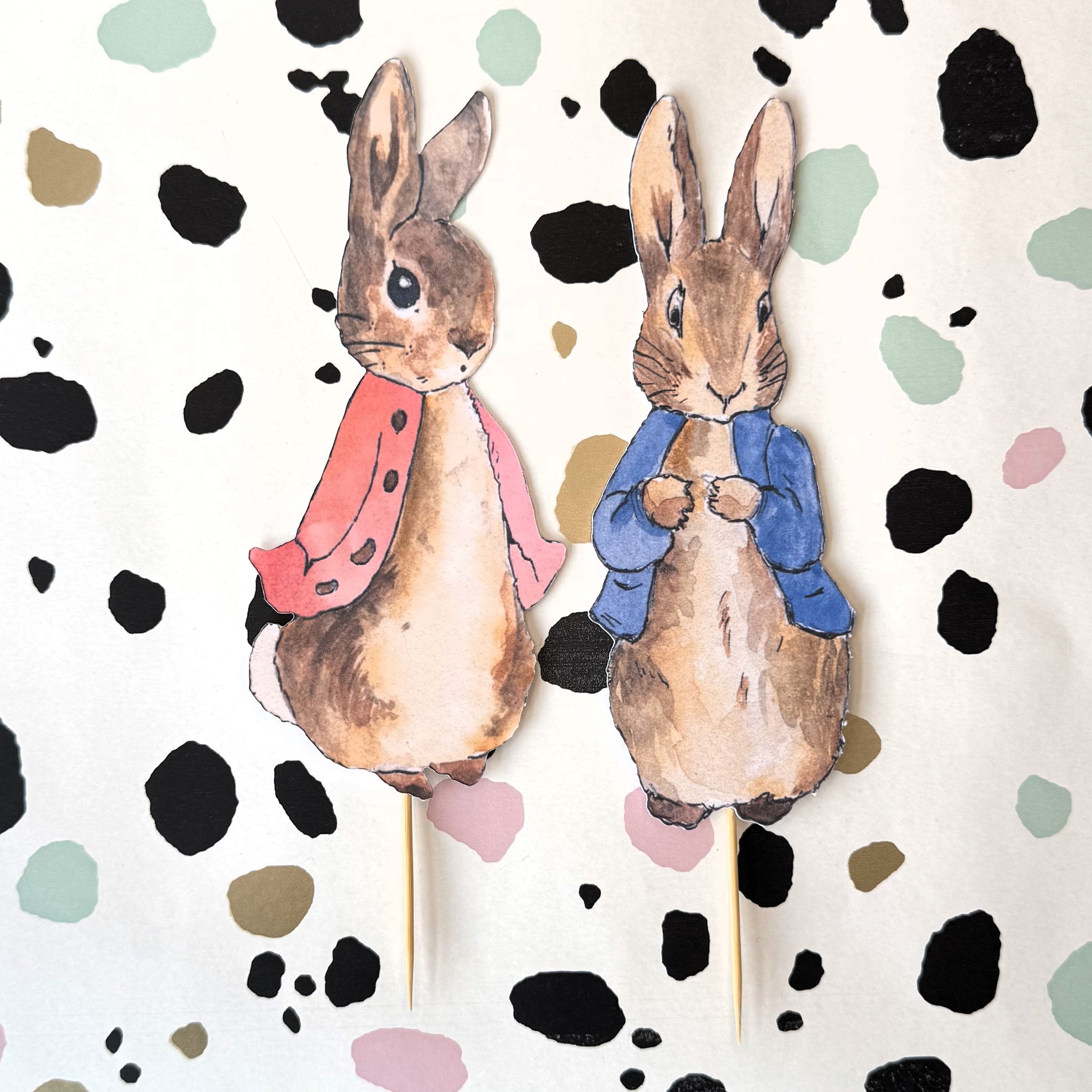 2 Peter Rabbit themed Cake Toppers | Peter Rabbit & Flopsy