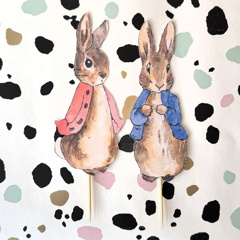 2 Peter Rabbit themed Cake Toppers | Peter Rabbit & Flopsy