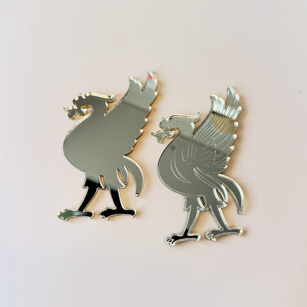 Liver Bird Cake Charms – Set of 2 Gold Mirror Acrylic Toppers