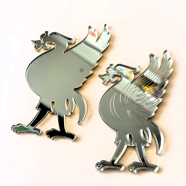 Liver Bird Cake Charms – Set of 2 Gold Mirror Acrylic Toppers