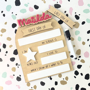 Personalised Milestone Photo Board | First and Last Day Sign