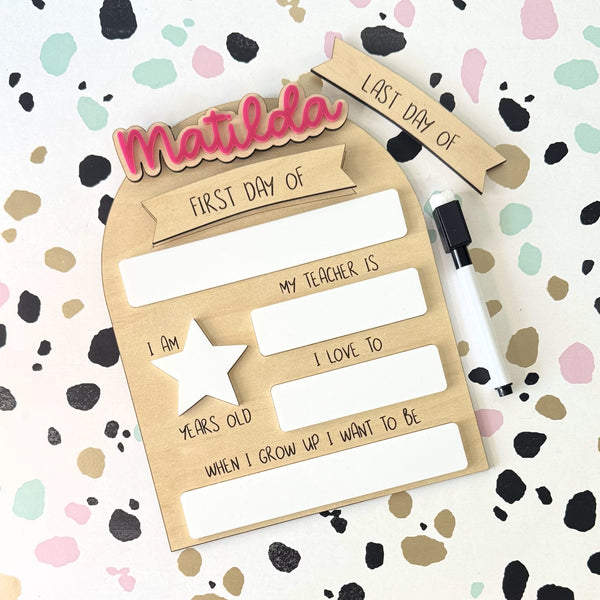 Personalised Milestone Photo Board | First and Last Day Sign