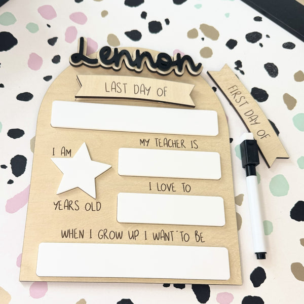 Personalised Milestone Photo Board | First and Last Day Sign