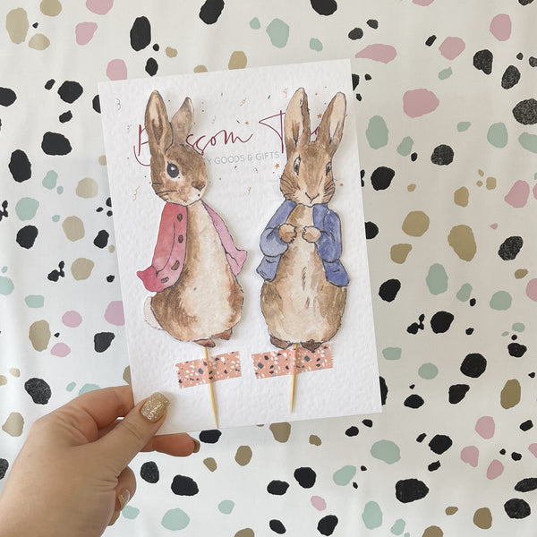 2 Peter Rabbit themed Cake Toppers | Peter Rabbit & Flopsy
