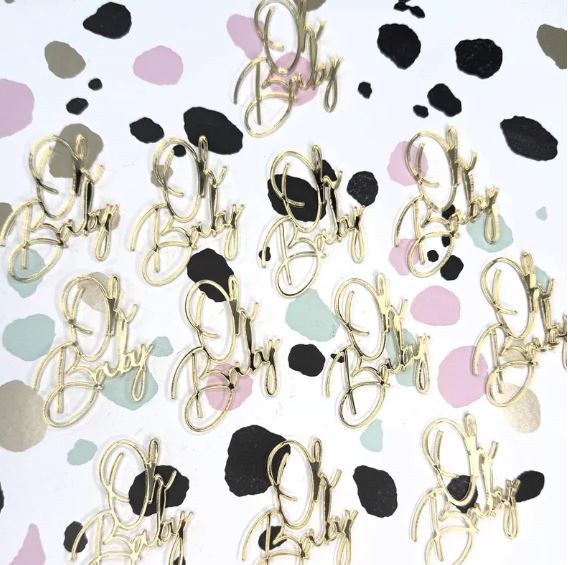 Mini Oh Baby Gold Acrylic Cupcake Toppers