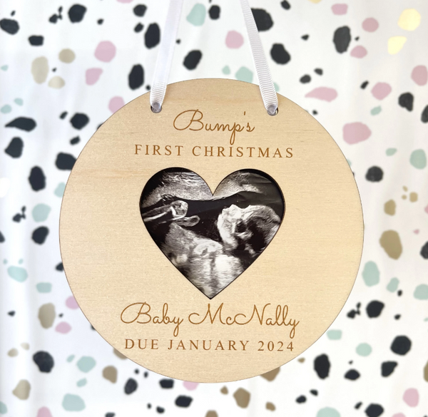 Personalised Bump's First Christmas decoration