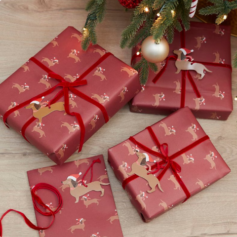 Sausage Dog Christmas Wrapping Paper Kit