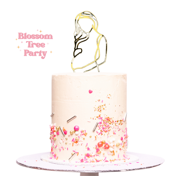 Gold Mirrored Pregnant Lady Cake Charm