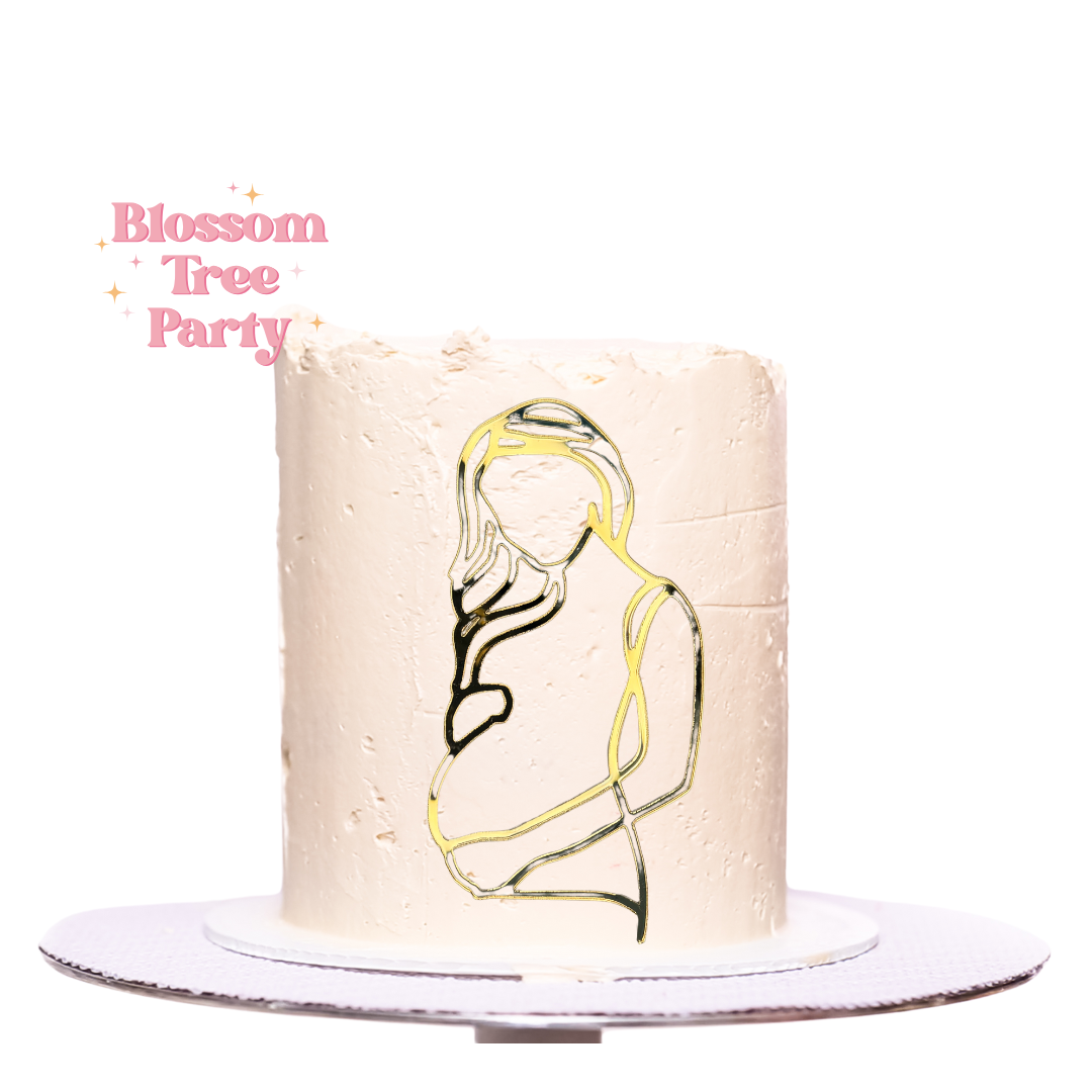 Gold Mirrored Pregnant Lady Cake Charm