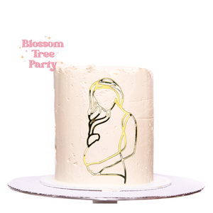 Gold Mirrored Pregnant Lady Cake Charm