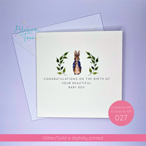 Newborn Peter Rabbit Boy Congratulations Card | 027