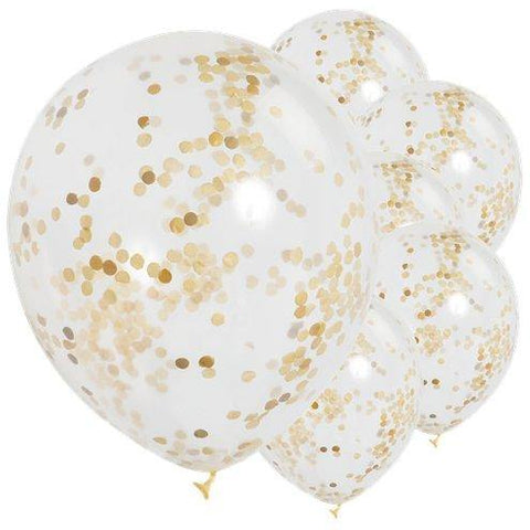 Gold Confetti Balloons | Pack of 6 - Blossom Tree Party
