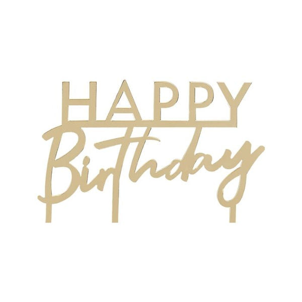Happy Birthday Cake Topper | Gold Acrylic Cake Topper