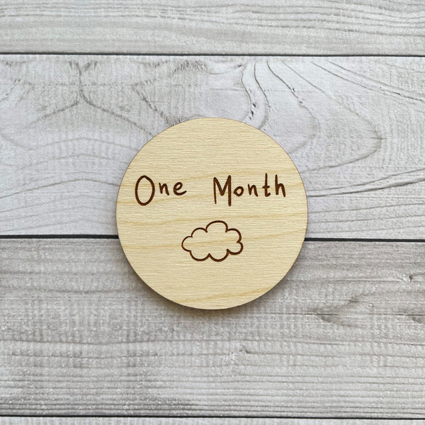 Wooden Baby Milestone Discs | Cloud design