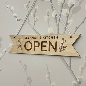 Children's Kitchen Cafe or Shop Playset Personalised Open and Closed Sign