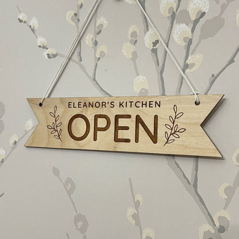 Children's Kitchen Cafe or Shop Playset Personalised Open and Closed Sign