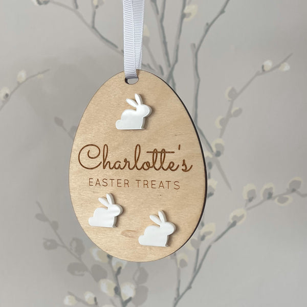 Personalised Easter Egg Basket Tag | Bunnies