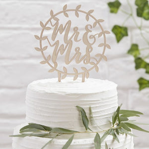 Wedding Cake Topper | Wooden Mr & Mrs Cake Topper