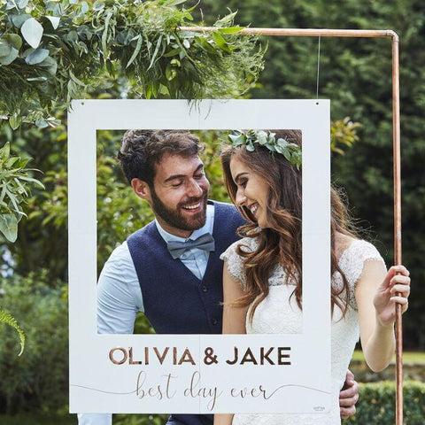White & Rose Gold Personalised Wedding Photo Booth-photo booth-Blossom Tree Party
