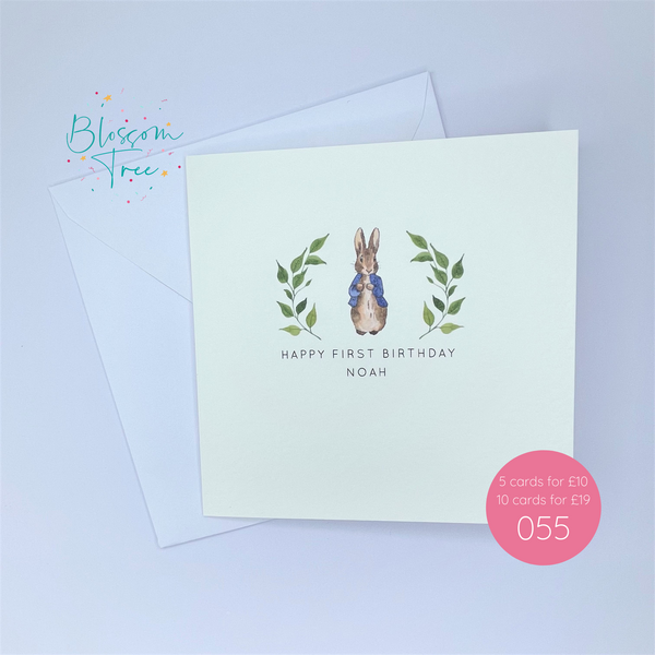 Personalised Peter Rabbit First Birthday Card | 055