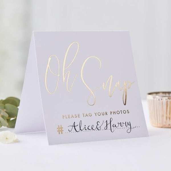 Gold Instagram Wedding Signs | 5 Gold Foiled Signs