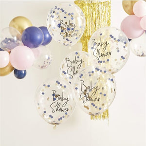 Baby Shower Confetti Balloons | Navy and Pink Confetti Balloons | Unisex baby Shower
