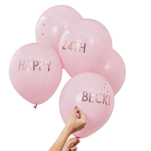 Pink & Rose Gold Personalised Balloon kit-Balloons-Blossom Tree Party